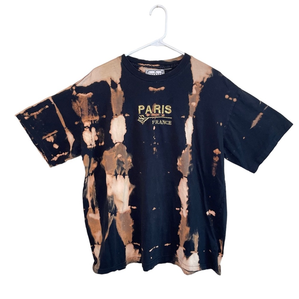 “Paris, France” Bleach Tie-Dye Shirt (L)